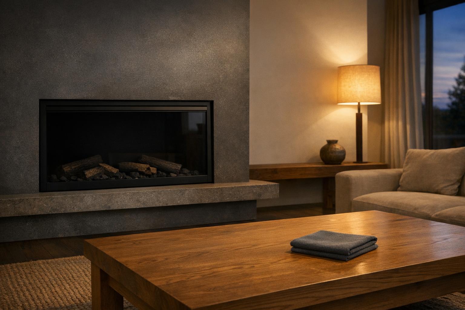 Electric fireplace care and maintenance AI-generated editorial illustration.
