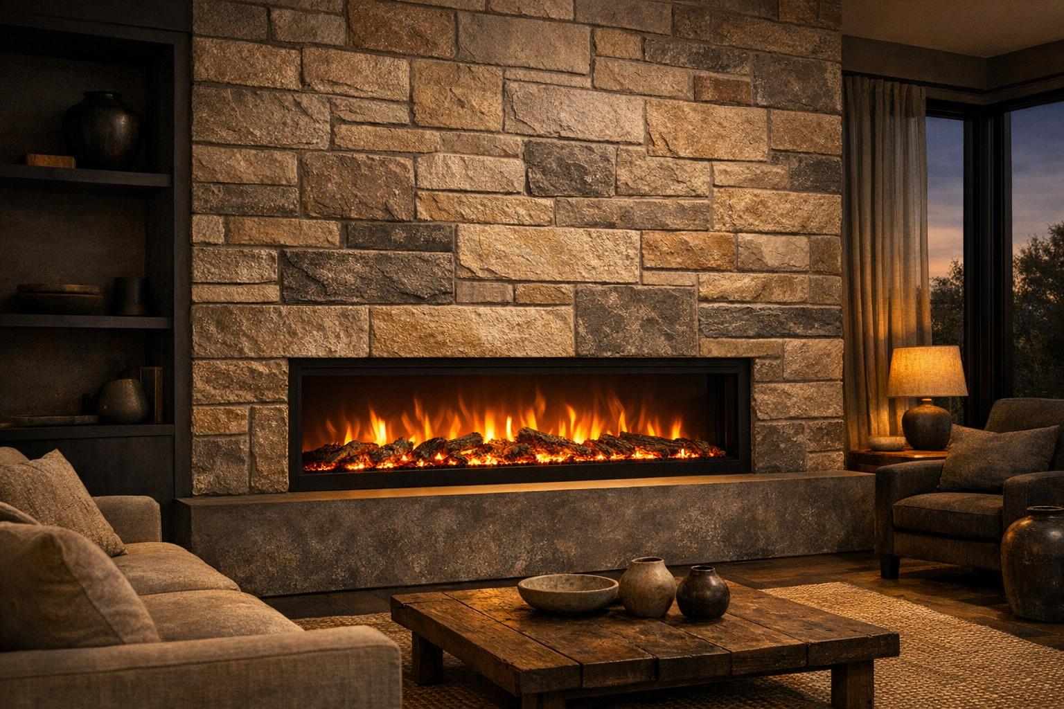 Fireplace TV stands AI-generated editorial illustration.