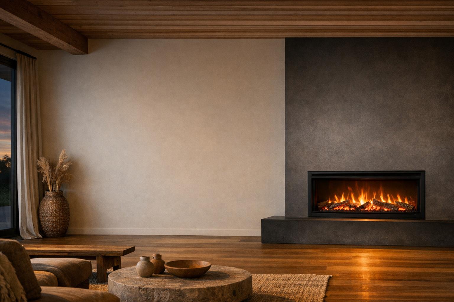 Planning a recessed electric fireplace AI-generated editorial illustration.